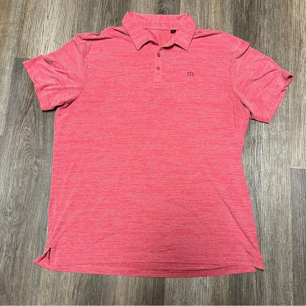 Travis Mathew Polo Shirt Mens 2XL XXL Red Short Sleeve Casual Golf Performance